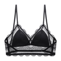 Elegante bralette a triangolo in pizzo nero stile francese con motivi floreali fini - S / Top Nero