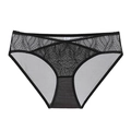 Sexy black lace floral embroidery panty for women with breathable mesh and cotton crotch - S / Black