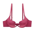 Deep pink seamless plunge bra with U-shaped low cut design and push up support - Burgundy