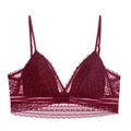 Bralette a triangolo in pizzo francese rosso vino con ricami floreali eleganti - S / Top Rosso Vino