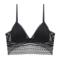 Elegante bralette in pizzo nero con coppe a triangolo senza ferretto e bordi in pizzo - S / Top Nero