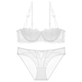 Ensemble de lingerie en dentelle blanche avec soutien-gorge demi-bonnet et culotte assortie - 70A / Blanc