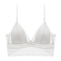Bralette en dentelle blanche de style français avec bonnets triangles et broderies - S / Blanc