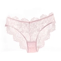 Elegantes bragas de encaje rosa pálido con bordado floral y ribete de encaje de pestañas - M / Rosa
