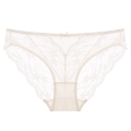 Eleganti mutandine in pizzo bianco crema da donna con rete floreale e fiocco di nastro - S / Albicocca