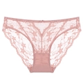 Eleganti slip da donna in pizzo rosa antico con ricami floreali e dettaglio con fiocco - S / Rosa