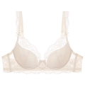 Elegante sujetador push-up de encaje crema con delicados motivos florales y tirantes con volantes - 70B / Top Color Albaricoque