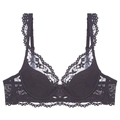 Sujetador elegante de encaje floral negro con tirantes festoneados y aros de soporte - 70B / Top Negro