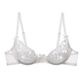 Détail d'un soutien-gorge en dentelle florale blanche avec armatures et petit nœud - S / Blanc (Soutien-gorge Uniquement)