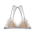 Exquisite floral embroidery on the back of this grey lace bralette with Y-shaped straps - S / Tops / Gray