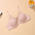 Hautrosa nahtloser Push-up BH mit Spitzenbesatz und eleganten Kreuzträgern Design - 75B / Rosa