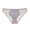 Culotte élégante en dentelle grise avec empiècement en satin soyeux et détails en mesh - S / Gris
