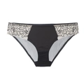 Culotte sexy pour femme en dentelle noire brodée avec détails en tulle transparent - S / Noir
