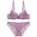 Ensemble de lingerie en dentelle violette sexy avec soutien-gorge et culotte assortie - 70A / Haut Et Bas / Violet
