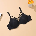 Eleganter schwarzer Bügel-BH mit Mesh-Details und modischem Multi-Strap-Design - 75B / Schwarz