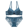 Ensemble de lingerie en dentelle bleu canard avec soutien-gorge push-up et culotte - 70A / Haut Et Bas / Vert Foncé