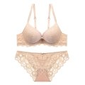 Ensemble soutien-gorge push-up en dentelle beige avec broderie florale pour femme - 70A / Haut Et Bas / Chair