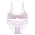 Completo intimo in pizzo francese lilla con reggiseno con ferretto e slip in pizzo - 70A / Viola Chiaro