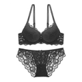 Ensemble lingerie en dentelle avec soutien-gorge push-up et culotte assortie en noir - 70A / Haut Et Bas / Noir