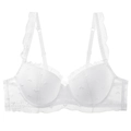 Completo intimo in pizzo bianco stile francese con motivo a cuori 3D e volant ricamati - 70B / Top Bianco