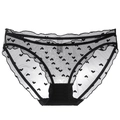 Mutandine sexy in pizzo nero con motivo a cuori e bordi smerlati per donne - S / Nero