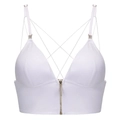 Bralette blanche à fines bretelles avec fermeture éclair frontale et détails croisés - S / Haut Blanc