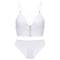 Ensemble soutien-gorge blanc sans armature avec zip avant et dos multi-brides - S / Ensemble Zirconium Blanc