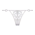 Tanga de encaje blanco para mujer con bordado transparente y anillas laterales de diseño - S / Tanga Blanco