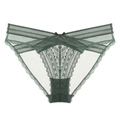 Culotte en dentelle vert foncé sexy pour femme avec taille basse respirante et design croisé - S / Vert Foncé