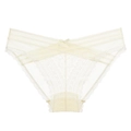 Culotte française en dentelle beige avec taille en V et nœud en coton respirant - S / Beige