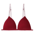 French style wireless wine red triangle bralette with thin adjustable shoulder straps - Burgundy