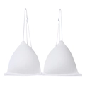 Bralette de triángulo blanco minimalista con tirantes finos y diseño sin costuras - M+(Copa C) / Blanco