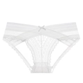 Culotte française en dentelle blanche avec taille croisée et broderie florale - S / Blanc