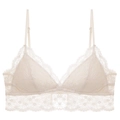 Eleganter beiger Spitzen-Bralette mit dünnen Trägern und weichem kabellosem Triangel-Cup-Design - S / Oberteile / Aprikose