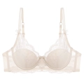 French lace bra with ribbon bow in cream white, elegant summer lingerie for women - 70A / Tops / Apricot