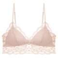 Reggiseno a triangolo in pizzo francese rosa nudo con spalline sottili e dettagli floreali - S / Top Nude