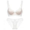 Französisches Dessous-Set aus weißer Wimpernspitze mit Bügel-BH und passendem Slip - 75B / Weiß