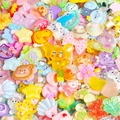 Colorful resin DIY charms set with cute cartoon bear, rabbit, and strawberry shapes - Translucent Colorful Mix