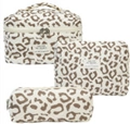 Elegante set de 3 neceseres acolchados con estampado de leopardo en beige y marrón - Mediano / Estampado de leopardo