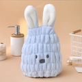 Absorbent coral fleece bunny ear hair drying cap for kids with cute cartoon design - Kids' Hair Drying Cap [blue] / Individually Packaged In Bags