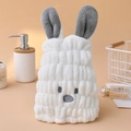 Cartoon rabbit ear coral fleece hair drying cap for kids with high absorbent microfiber - Kids' Hair Drying Cap [white] / Individually Packaged In Bags