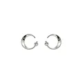 Minimalistische S925 Sterling Silber Mond Ohrstecker in Silber mit kleinem Zirkonia Stein - 925er Silber / Weißgold
