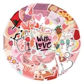 Waterproof heart doodle stickers for Valentine decor with love and flower patterns - With Love Watercolor Style(TQ50-0386)