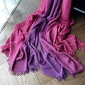 Linen cotton gradient long scarf in pink and violet tones with delicate fringe tassels - 1511 Purplish Red