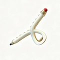 Unique white pencil shaped hair claw clip with golden metal frame and red eraser tip - White
