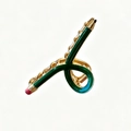 Creative dark green pencil shaped metal hair claw clip with gold finish and red eraser - Dark Green