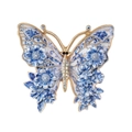 Vintage crystal encrusted butterfly brooch with blue and white floral enamel finish - Blue Porcelain Style Butterfly (KC0342)