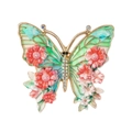 Vintage crystal rhinestone butterfly brooch with colorful flower enamel details - Gradient Flower Butterfly Red (KC0342)