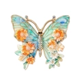 Vintage butterfly brooch with colorful crystals and enamel flowers on white background - Blue Tone Enamel Flower Butterfly (KC0342)