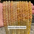 Natur gelber Fluorit Rundperlen Armband mit halbtransparenter Textur für DIY Schmuck - 8mm Ca. 47 Stück / Natürlicher gelber Fluorit